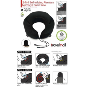 Travelmall 2-in-1 One-Twist Selfi-inflating Pillow with Memory Foam