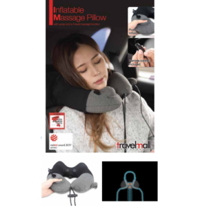 Travelmall  3D Inflatable Massage Pillow with patented pump and a 3-level massage function