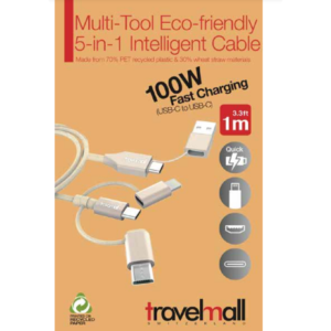 Travelmall  5-in-1 Lightning, Micro-USB and  USB-C intelligent cable, Champagne Gold