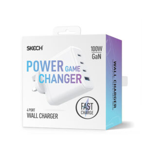 Skech 100W PD GAN Wall Charger 4 USB Ports (3xC + 1xA) UK Plug White