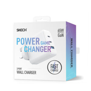 Skech 65W PD GAN Wall Charger 3 USB Ports (2xC + 1xA) UK Plug White