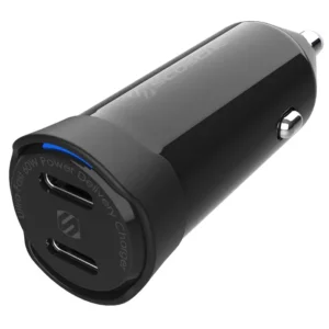 POWERVOLT PD60 Dual Port USB C Power Delivery (60W) Car Charger Black